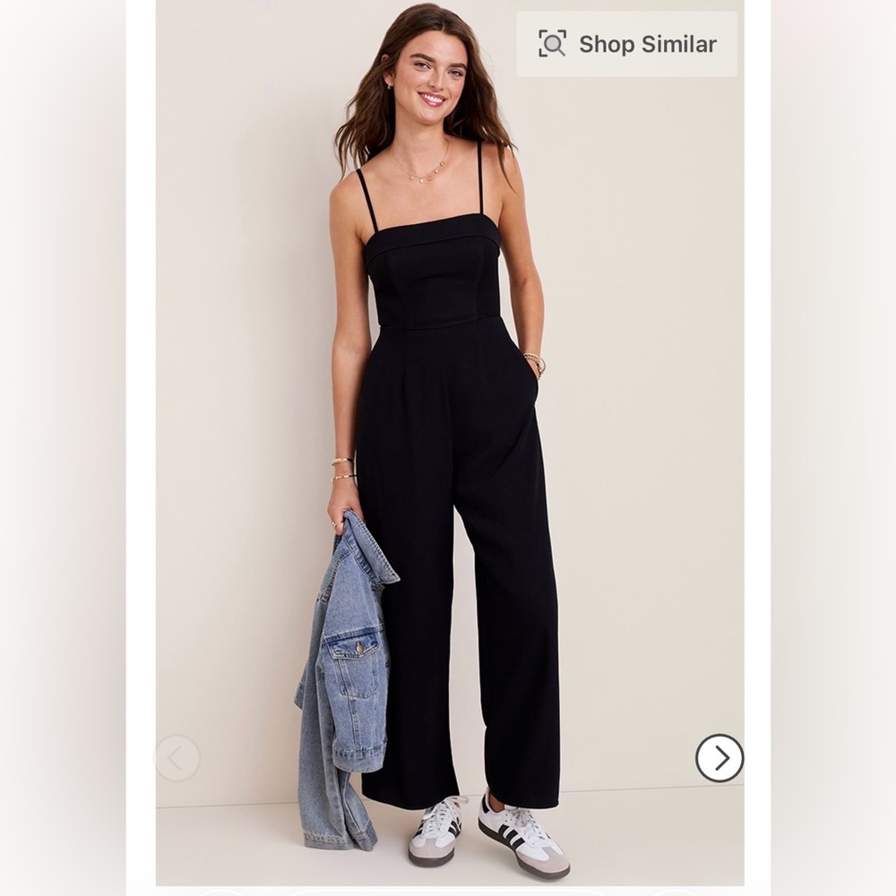 Lenora Foldover Trim Black Jumpsuit
